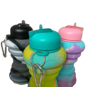 Összecsukható szilikon kulacs, karabinerrel