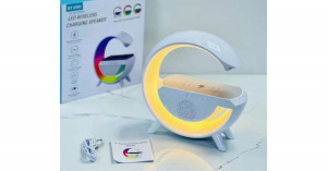 Vezeték nélküli RGB LED lámpa, Bluetooth hangszóróval, 15W vezeték nélküli gyorstöltés