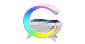 Vezeték nélküli RGB LED lámpa, Bluetooth hangszóróval, 15W vezeték nélküli gyorstöltés