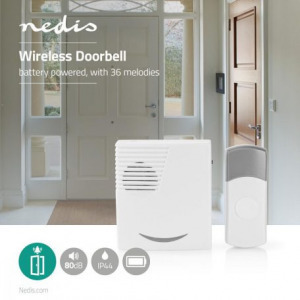 Nedis vezeték nélküli csengő készlet, elemes áramellátás, hangerő:80dB