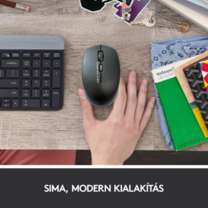 Vezeték nélküli egér, 2 üzemmód: 2.4GHz/BT 5.2, 1600/1200/1000dpi, fekete