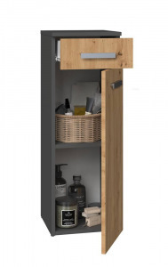 Riano MIX Nel V DS fürdőszoba szekrény, 30x80x30 cm, antracit-tölgy