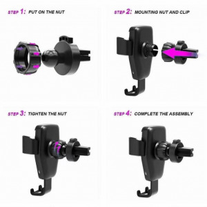 Autós Qi töltőállvány, fekete