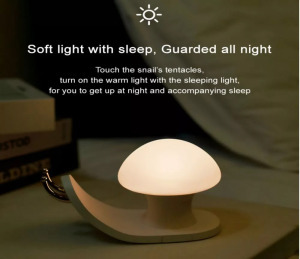 Éjjeli LED csigalámpa, 3 fényerő/színhőmérséklet, telefontartó+akkumulátor