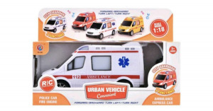 Távirányítós mentőautó, hanggal és fénnyel, 1:18, fehér
