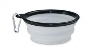 Latex hordozható etető és itató tál kutyáknak (350ml) fehér