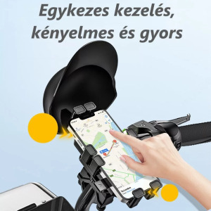 Kerékpáros motorkerékpáros tartó, kormányra, 360°-ban forgatható, fekete
