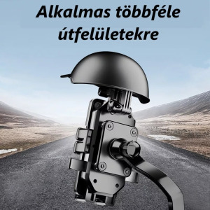 Kerékpáros motorkerékpáros tartó, kormányra, 360°-ban forgatható, fekete