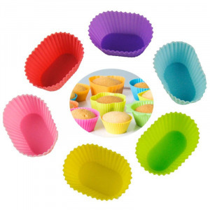 12 részes színes szilikon muffin sütőforma - ovális