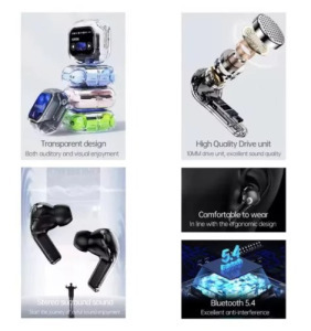 AirMaximo - fehér vezeték nélküli fülhallgató, kijelzős töltőtokkal