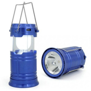 Napelemes újratölthető kemping lámpa, horgászlámpa - kék - MS-763