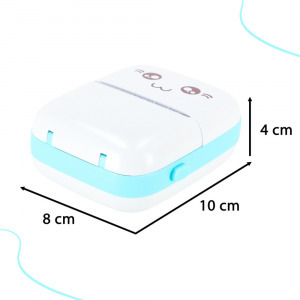 Hordozható Bluetooth mini hőnyomtató - kék cica