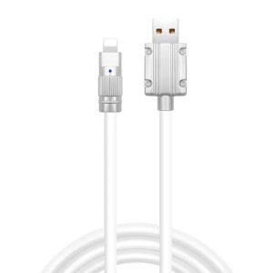 Szilikon bevonatú töltőkábel, Lightning/USB, 3A gyorstöltés, 1 méter, fehér