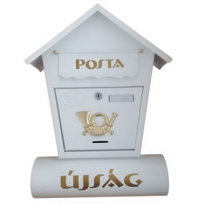 Utcai postaláda újságtartóval - fehér