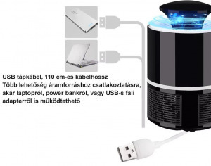 Elektromos rovarcsapda, szúnyogirtó lámpa - fekete