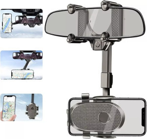 Univerzális autós mobiltelefon tartó, visszapillantó tükörre illeszthető