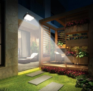 100 LED-es napelemes mozgásérzékelős LED lámpa, külön napelemmel