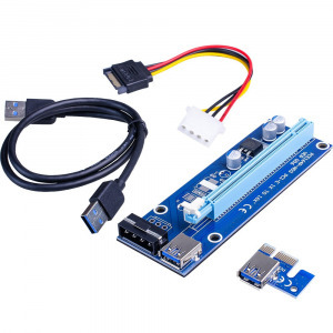 PCI-express X1 - X16 Riser + tápkábel Molex csatlakozóval