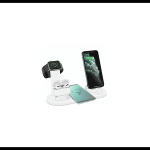 4 az 1-ben multifunkciós töltőállomás iPhone, Apple Watch, AirPods és vezeték nélküli töltésre - fehér (KE23-183)