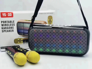 Bluetooth hangszóró, MicroSD olvasó, 2db mikrofonnal, karaoke, fekete