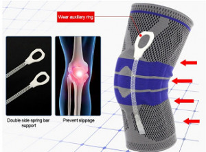 Szilikonos térdszorító oldalmerevítővel, L - MS-931