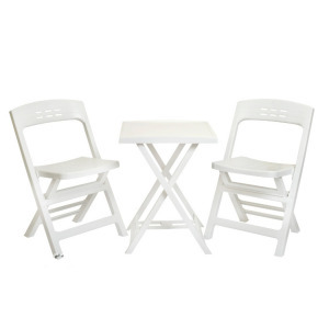 Összecsukható asztal + 2 szék fehér