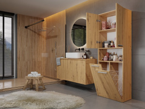 Shannan 2K DK fürdőszoba szekrény, 60x174x30 cm, tölgy