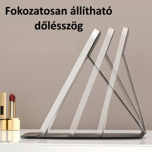 Érintős kozmetikai sminktükör, összecsukható, LED keret, akkumulátoros,pink