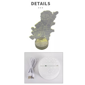 3D LED Karácsonyi ablakdísz, mikulásos ünnepi fény, 7 szín, USB, 21cm magas