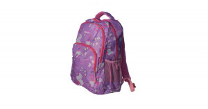 Nagyméretű hátizsák, iskolatáska, 4 cipzáras rekesz, lila, nyuszis minta