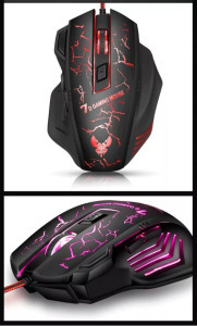 Vezetékes gamer egér, 1200-4800dpi, RGB háttérvilágítás, fekete