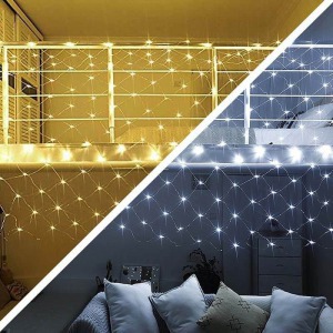 128 LED-es hálós fényfüzér hidegfehér