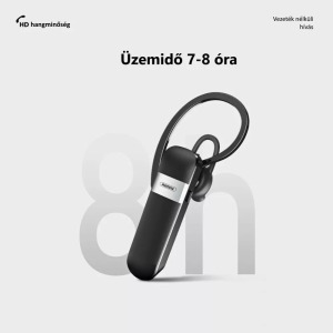 Remax Bluetooth 5.3 Headset, 90mAh akkumulátor, 8 óra beszélgetés, fehér
