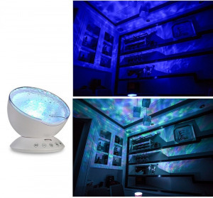 Projektoros lámpa, óceán hangulatlámpa, dekorlámpa, fekete