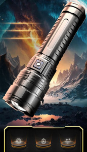 Ultra fényes zseblámpa, 20W, 15000 mAh, Type C töltés