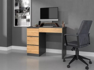 Riano MIX Mijas íróasztal bal oldali tárolókkal, 98x76x51 cm, antracit-tölgy