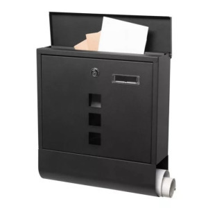 Acél postaláda, fekete