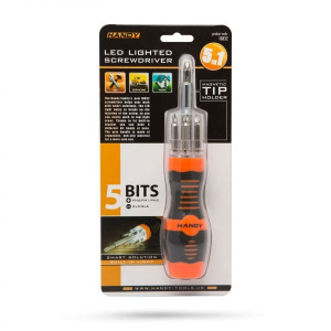 Csavarhúzó beépített LED-del, 5 bitfejjel - 20 cm
