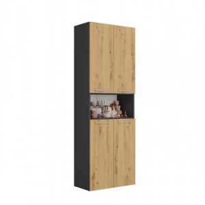 Riano MIX 2K DK fürdőszoba szekrény, 60x174x30 cm, antracit-tölgy