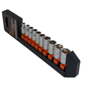 10 részes dugókulcs készlet 1/4" méretben 4-13 mm