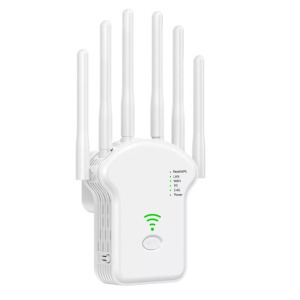 Wi-Fi WLAN jelerősítő Repeater, 2.4/5GHz, LAN/WAN Ethernet port, WPS, fehér