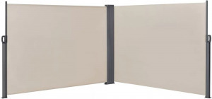 Kihúzható árnyékoló fal dupla, 600x160cm - bézs, teraszokra - udvarra - irodában - öltözőkbe