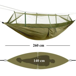 Függőágy szúnyoghálós, 260 x 140 cm, 180 kg teherbírás