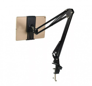 Univerzális Tablet, Okostelefontartó, rugós, hajlítható karokkal, fekete