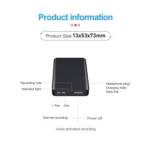 Profi diktafon felvevő VOX - 290 óra felvétel 12 napos készenléti idővel