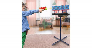 Céllövő játék készlet kihúzható állvánnyal, digitális kijelzővel, 4db célpont, 10db lőszer