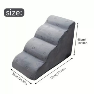Puha, vízálló kutyalépcső sötétszürke dombornyomott lábnyomok 60*33*30cm