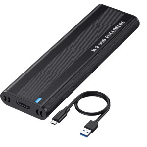 Külső M.2 SSD merevlemez ház, 10Gbps USB-C max 24TB fekete alumínium