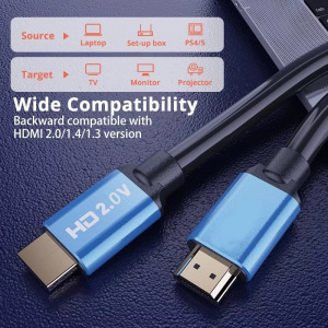 HDMI 2.0 kábel, 4K 60Hz 1.5m, kompatibilis TV, AppleTV, Xbox, PS4, kék végű