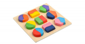 Fejlesztő fa puzzle játék gyerekeknek, színes elemekkel